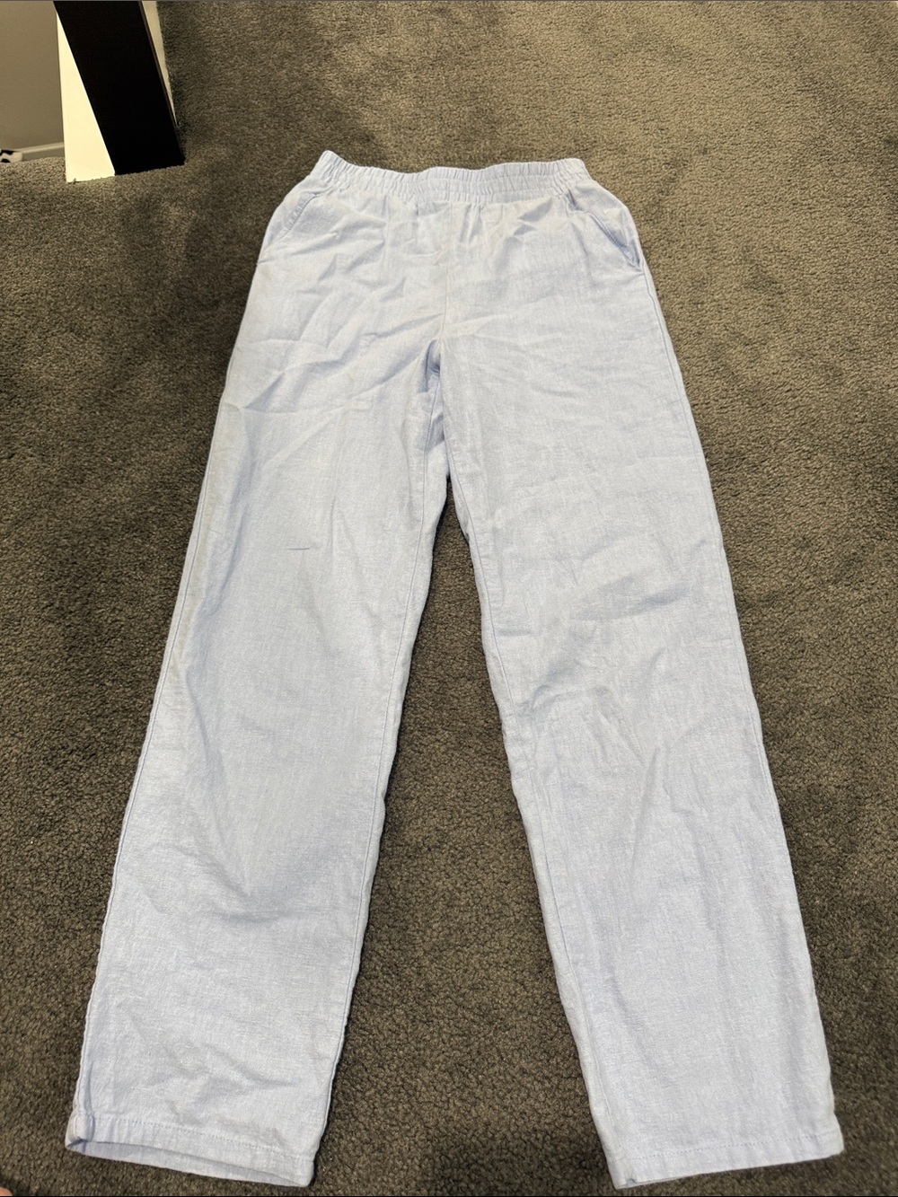 Forever 21 Light Blue Elastic-Waist linen like pants